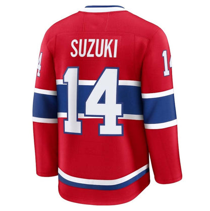 M.Canadiens #14 Nick Suzuki Fanatics Home Premium Jersey - Red Stitched American Hockey Jersey UNEC
