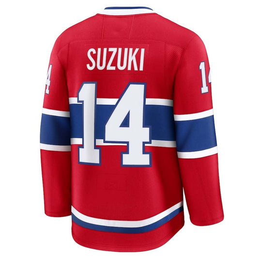 M.Canadiens #14 Nick Suzuki Fanatics Home Premium Jersey - Red Stitched American Hockey Jersey UNEC