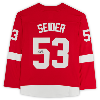 D.Red Wings #53 Moritz Seider Fanatics Authentic Autographed Fanatics Breakaway Jersey  Red Stitched American Hockey Jersey UNEC