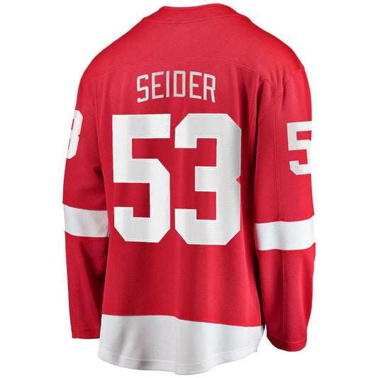 D.Red Wings #53 Moritz Seider Fanatics Branded Home Breakaway Player Jersey Red Stitched American Hockey Jersey UNEC