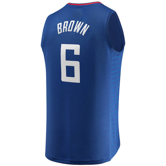 LA.Clippers #6 Moses Brown Fanatics Branded 2022-23 Fast Break Replica Player Jersey Icon Edition Royal Stitched American Basketball Jersey UNEC