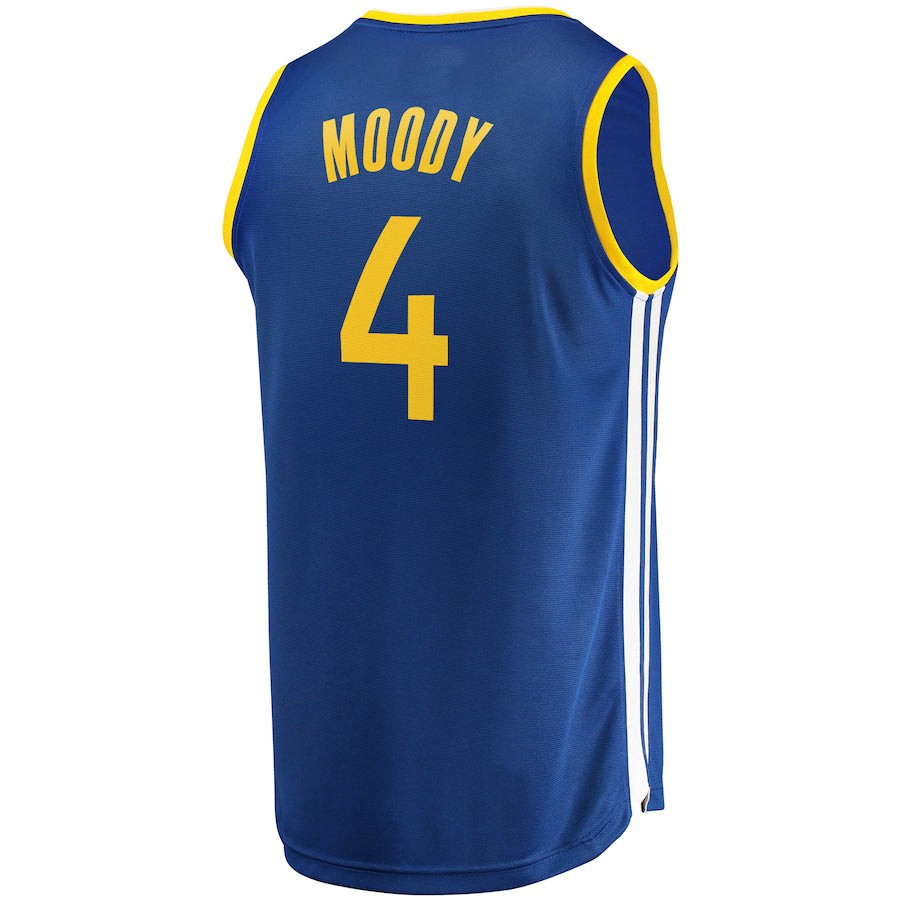 G.State Warriors #4 Moses Moody Fanatics Branded 2021-22 Fast Break Replica Jersey Icon Edition Royal Stitched American Basketball Jersey UNEC