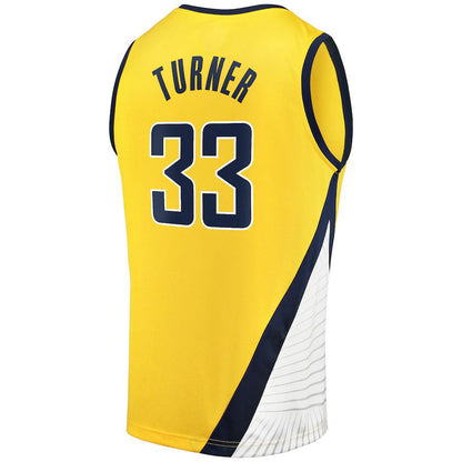 IN.Pacers #33 Myles Turner Fanatics Branded Fast Break Replica Jersey Statement Edition Gold Stitched American Basketball Jersey UNEC