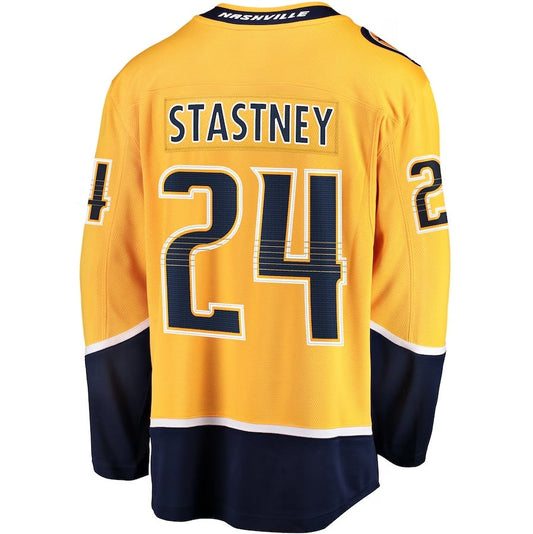 N.Predators #24 Spencer Stastney Fanatics Premier Breakaway Player Jersey - Gold Stitched American Hockey Jersey UNEC
