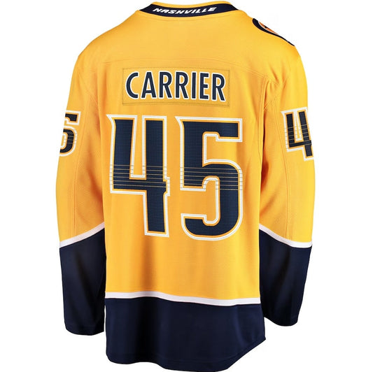 N.Predators #45 Alexandre Carrier Fanatics Premier Breakaway Player Jersey - Gold Stitched American Hockey Jersey UNEC