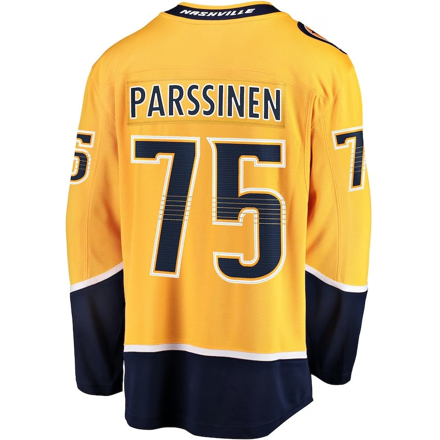 N.Predators #75 Juuso Parssinen Fanatics Home Breakaway Jersey - Gold Stitched American Hockey Jersey UNEC