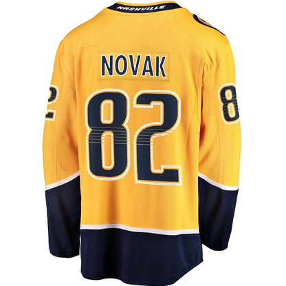 N.Predators #82 Tommy Novak Fanatics Home Breakaway Jersey - Gold Stitched American Hockey Jersey UNEC