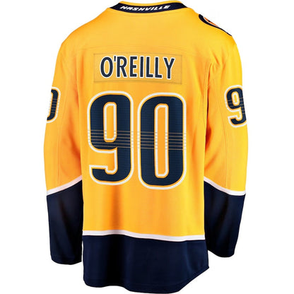 N.Predators #90 Ryan O'Reilly Fanatics Home Premier Breakaway Player Jersey - Gold Stitched American Hockey Jersey UNEC
