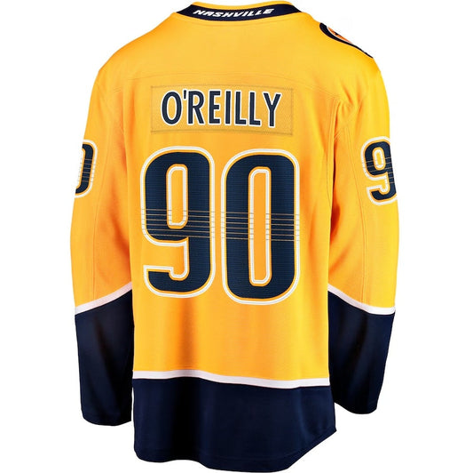 N.Predators #90 Ryan O'Reilly Fanatics Home Premier Breakaway Player Jersey - Gold Stitched American Hockey Jersey UNEC