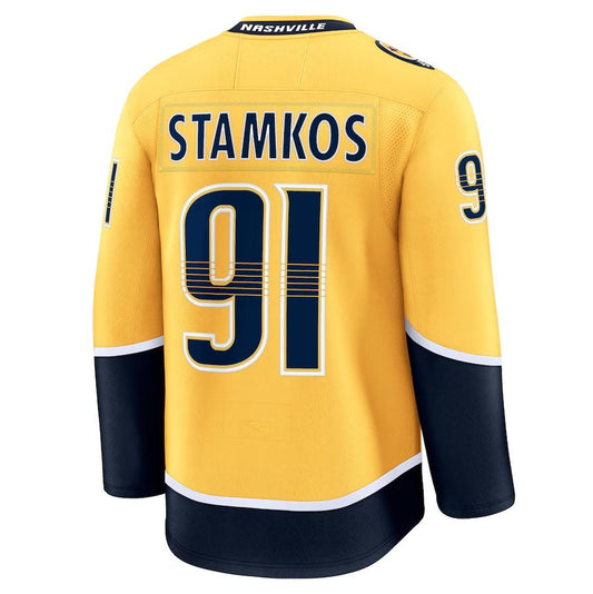 N.Predators #91 Steven Stamkos Fanatics Home Premium Jersey - Gold Stitched American Hockey Jersey UNEC