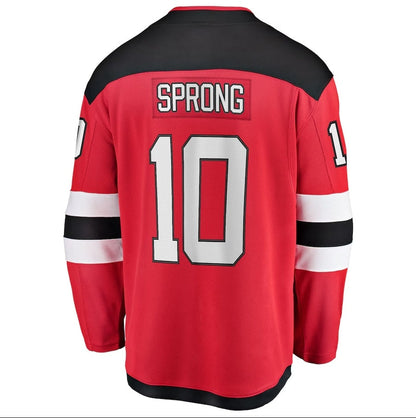 NJ.Devils #10 Daniel Sprong Fanatics Home Breakaway Jersey - Red Stitched American Hockey Jersey UNEC