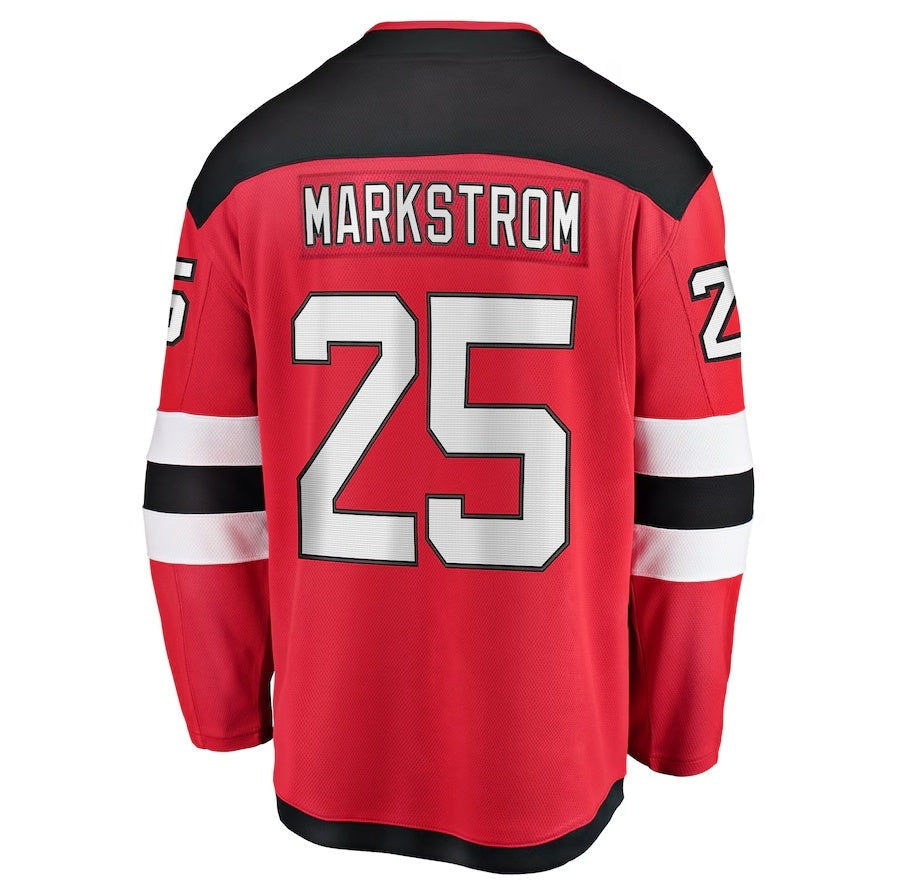 NJ.Devils #25 Jacob Markstrom Fanatics Home Premier Breakaway Player Jersey - Red Stitched American Hockey Jersey UNEC
