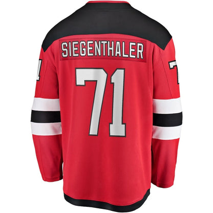 NJ.Devils #71 Jonas Siegenthaler Fanatics Home Breakaway Player Jersey - Red Stitched American Hockey Jersey UNEC