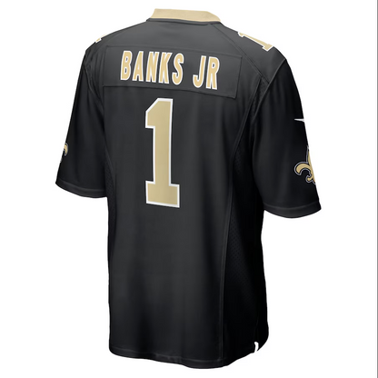 NO. Saints #1 Kelvin Banks Jr. Black 2025 Draft First Round Pick Game Stitched American Football Jersey