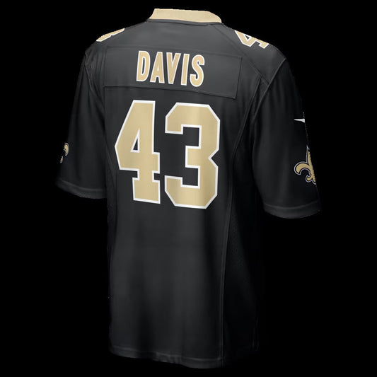 NO.Saints #43 Michael Davis Black Team Game Stitched American Football Jersey
