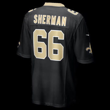 NO.Saints #66 William Sherman Black Team Game Stitched American Football Jersey