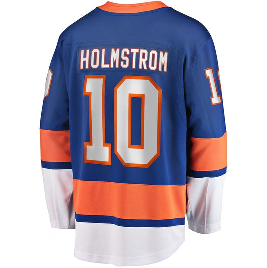 NY.Islanders #10 Simon Holmstrom Fanatics Home Premier Breakaway Player Jersey - Blue Stitched American Hockey Jersey UNEC