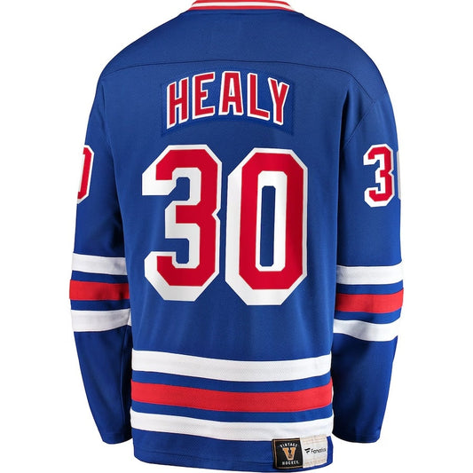 NY.Rangers #30 Glenn Healy Fanatics Premier Breakaway Retired Player Jersey - Blue Stitched American Hockey Jersey UNEC