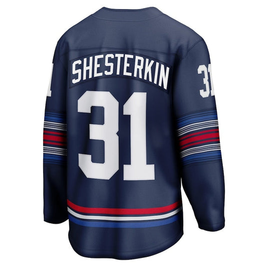 NY.Rangers #31 Igor Shesterkin Fanatics Alternate Premier Breakaway Player Jersey - Navy Stitched American Hockey Jersey UNEC