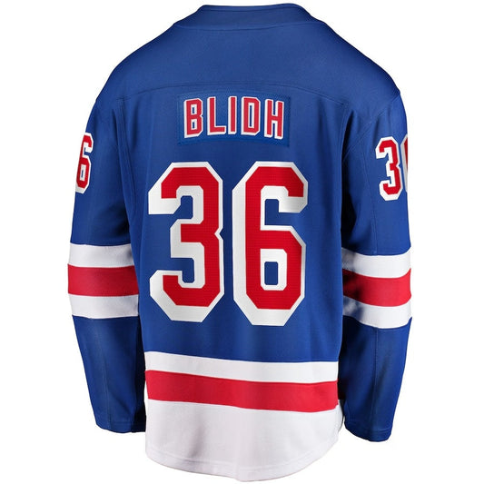 NY.Rangers #36 Anton Blidh Fanatics Home Breakaway Jersey - Blue Stitched American Hockey Jersey UNEC