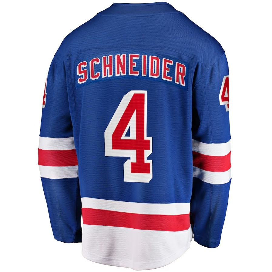 NY.Rangers #4 Braden Schneider Fanatics Home Premier Breakaway Player Jersey - Blue Stitched American Hockey Jersey UNEC