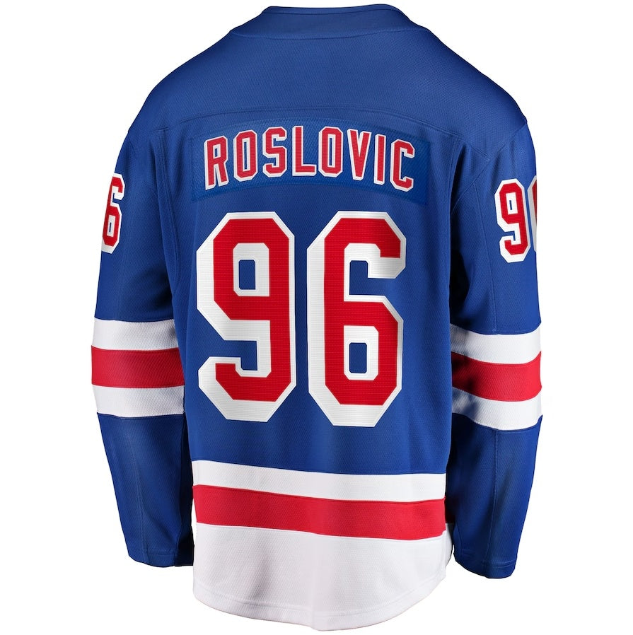 NY.Rangers #96 Jack Roslovic Fanatics Home Premier Breakaway Player Jersey - Blue Stitched American Hockey Jersey UNEC