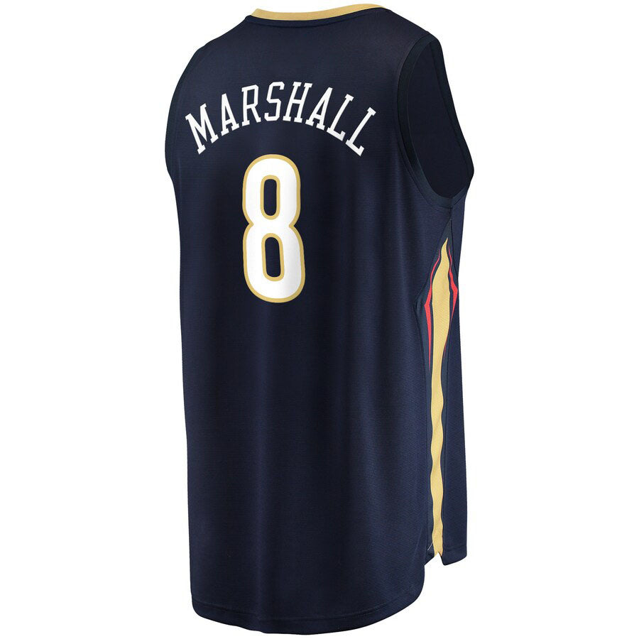 NO.Pelicans #8 Naji Marshall Fanatics Branded  2021-22 Fast Break Replica Jersey  Icon Edition Navy Stitched American Basketball Jersey UNEC