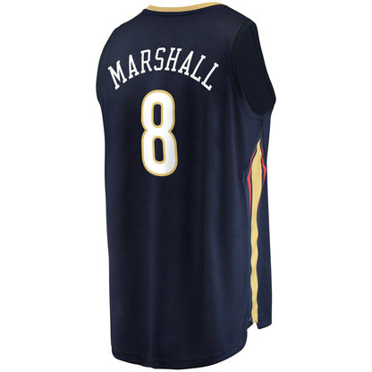 NO.Pelicans #8 Naji Marshall Fanatics Branded  2021-22 Fast Break Replica Jersey  Icon Edition Navy Stitched American Basketball Jersey UNEC