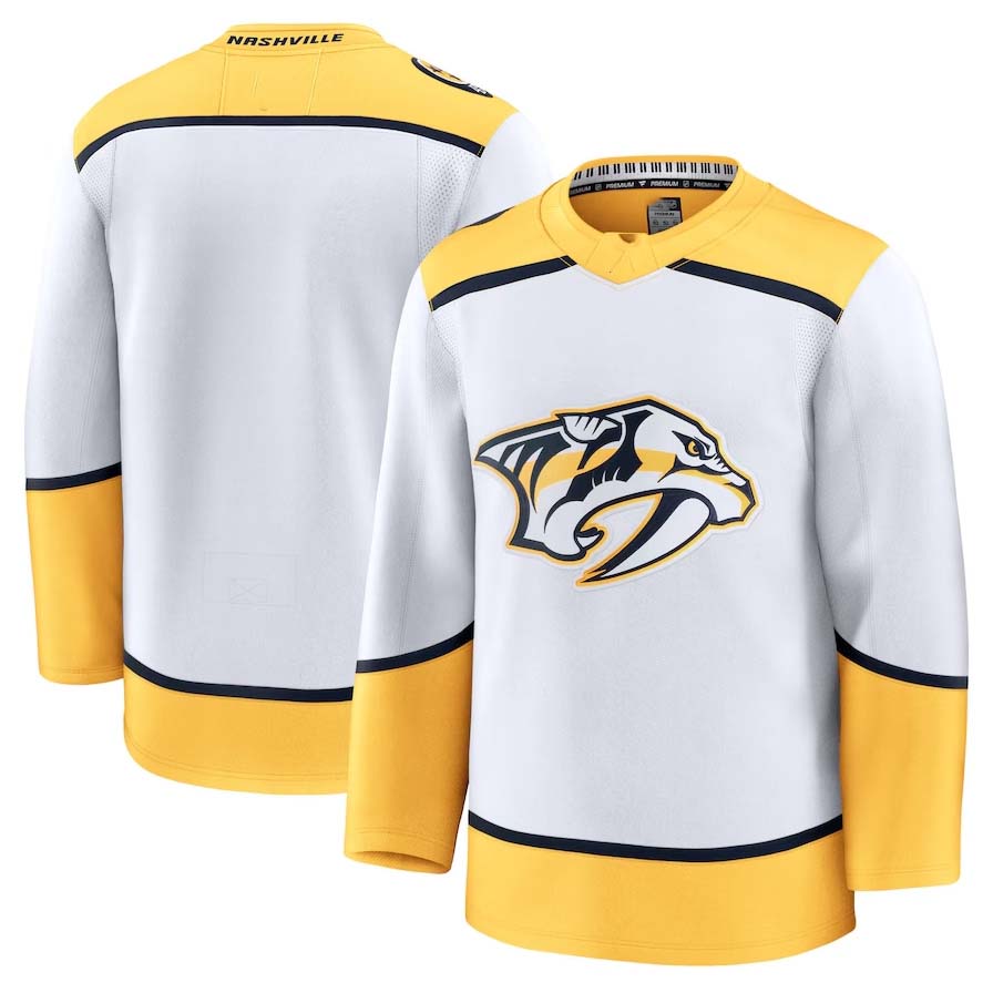 N.Predators Fanatics Away Premium Jersey - White Stitched American Hockey Jersey UNEC