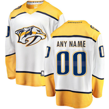 Custom N.Predators Fanatics Branded Away Breakaway White Stitched American Hockey Jersey UNEC