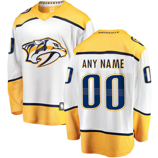 Custom N.Predators Fanatics Branded Away Breakaway White Stitched American Hockey Jersey UNEC