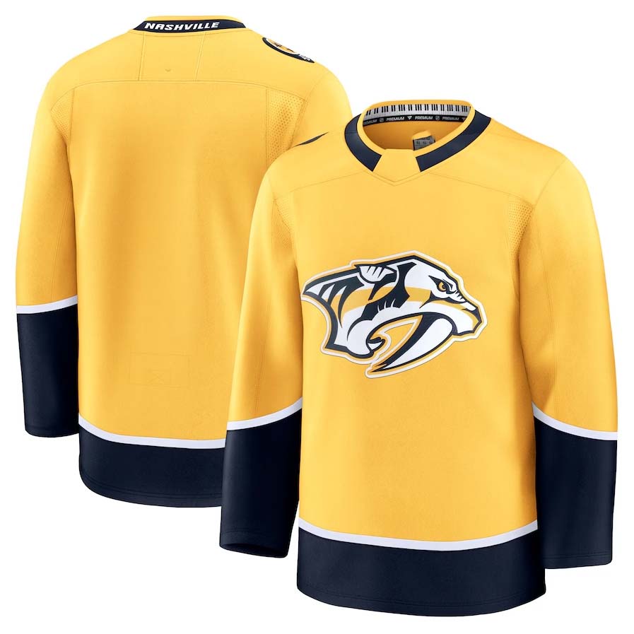 N.Predators Fanatics Home Premium Jersey - Yellow Stitched American Hockey Jersey UNEC