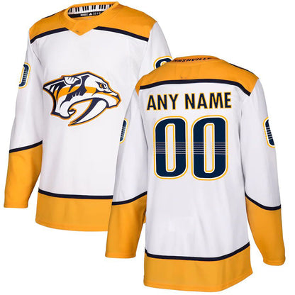 Custom N.Predators Away Authentic Jersey White Stitched American Hockey Jersey UNEC
