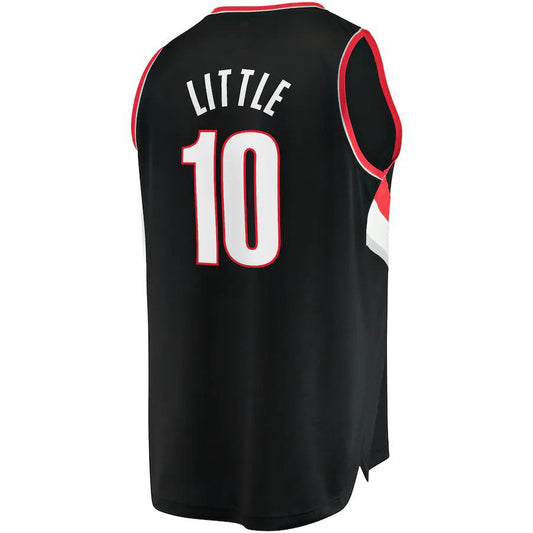 P.Trail Blazers #10 Nassir Little Fanatics Branded 2021-22 Fast Break Replica Jersey Icon Edition Black Stitched American Basketball Jersey UNEC
