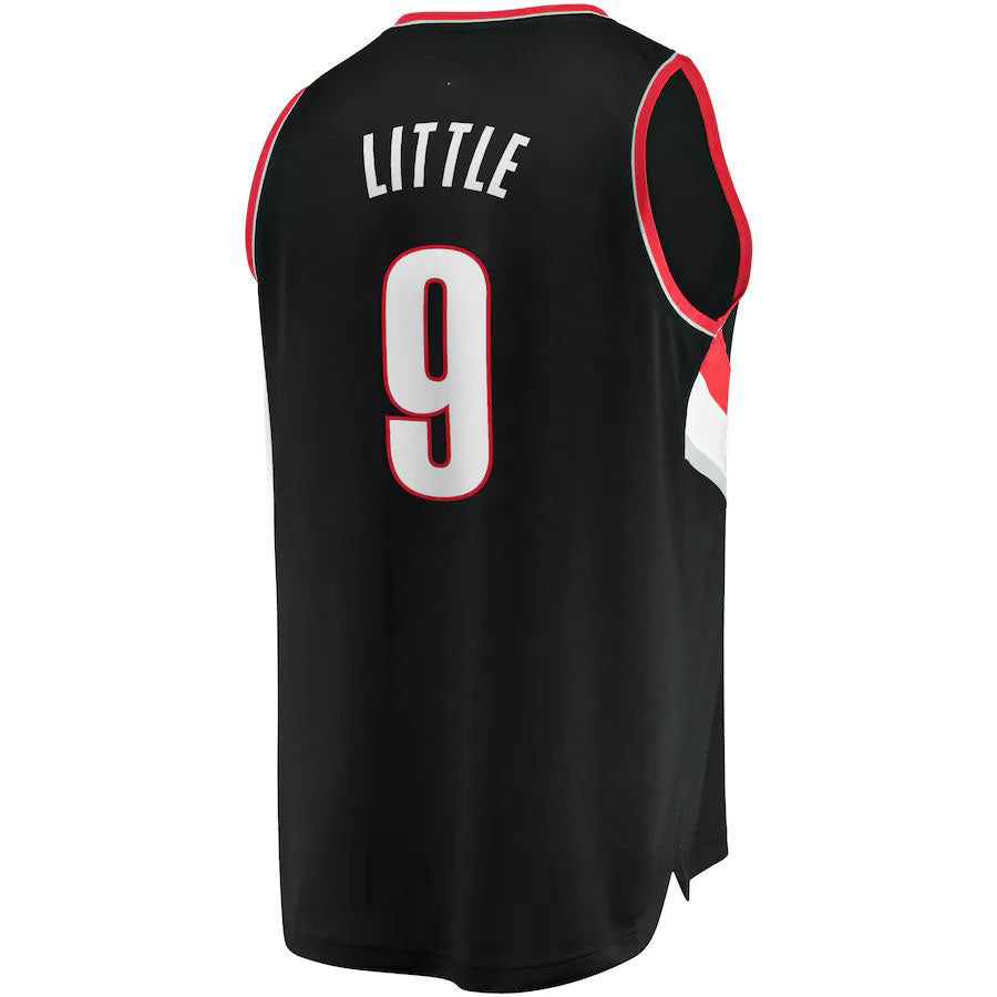 P.Trail Blazers #9 Nassir Little  Fanatics Branded Fast Break Player Jersey Icon Edition Black Stitched American Basketball Jersey UNEC