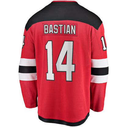 NJ.Devils #14 Nathan Bastian Fanatics Branded Home Breakaway Player Jersey Red Stitched American Hockey Jersey UNEC