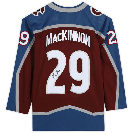 C.Avalanche #29 Nathan MacKinnon Fanatics Authentic Autographed Burgundy Stitched American Hockey Jersey UNEC