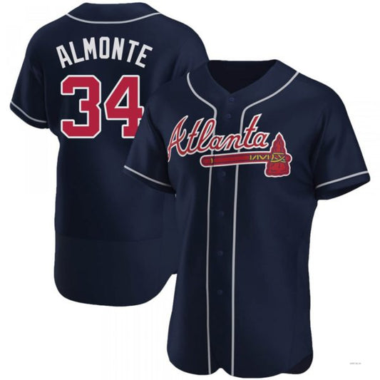 Atlanta Braves #34 AbUNECm Almonte Navy Alternate Jersey Stitches Baseball Jerseys