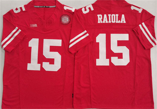 N.Cornhuskers #15 Dylan Raiola Red F.U.S.E. With Patch Vapor Limited Stitched Football American College Jerseys