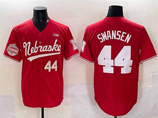N.Huskers #44 Gabe Swansen Red Back 2 Back Champions Patch Vapor Premier Limited Stitched American College Jerseys