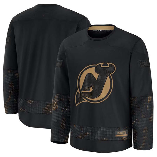 NJ.Devils Fanatics 2024 Military Appreciation Practice Jersey - Black Stitched American Hockey Jersey UNEC
