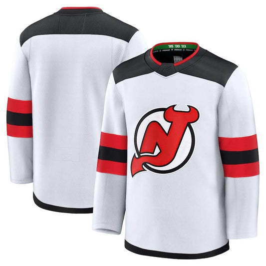 NJ.Devils Fanatics Away Premium Jersey - White Stitched American Hockey Jersey UNEC