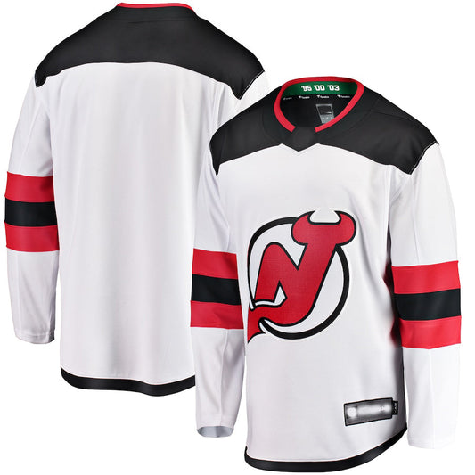 NJ.Devils Fanatics Branded Breakaway Away Jersey White Stitched American Hockey Jersey UNEC
