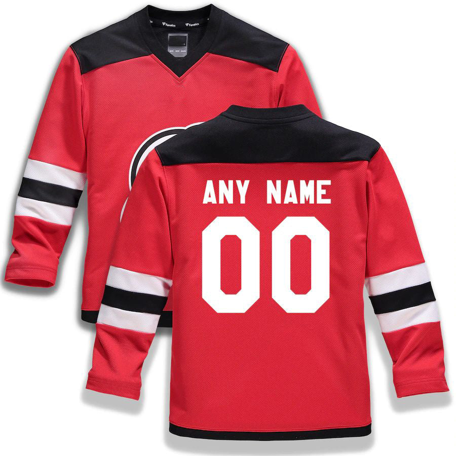 Custom NJ.Devils Fanatics Branded Home Replica Red Stitched American Hockey Jersey UNEC