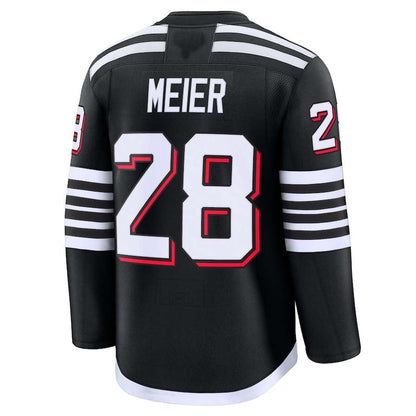 NJ.Devils #28 Timo Meier Fanatics Alternate Premium Jersey - Black Stitched American Hockey Jersey UNEC