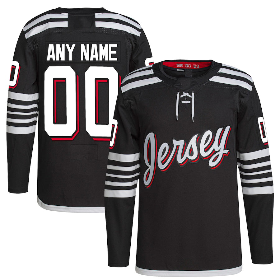 Custom NJ.Devils 2021-22 Alternate Primegreen Authentic Pro Black Stitched American Hockey Jersey UNEC