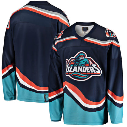 NY.Islanders Fanatics Branded Premier Breakaway Heritage Blank Jersey Navy Stitched American Hockey Jersey UNEC