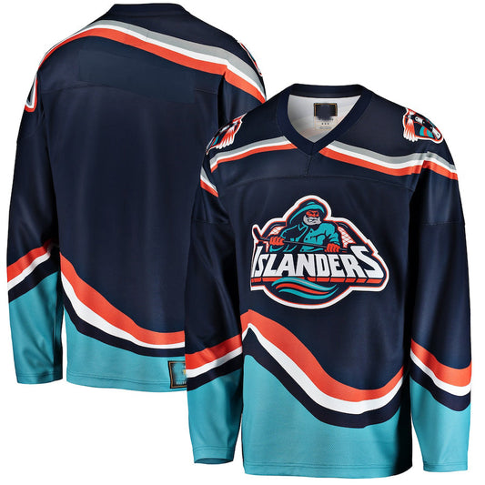 NY.Islanders Fanatics Branded Premier Breakaway Heritage Blank Jersey Navy Stitched American Hockey Jersey UNEC