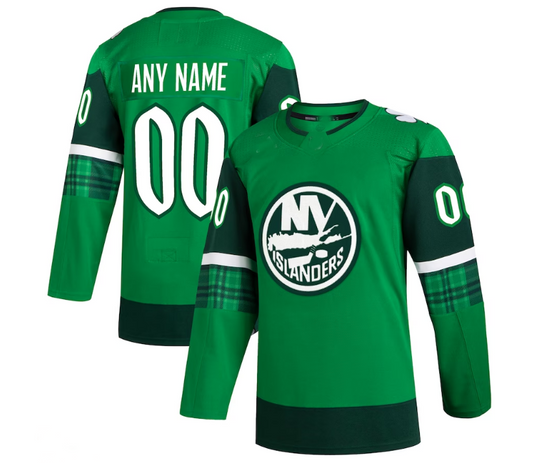 NY.Islanders 2023 St. Patrick's Day Primegreen Authentic Custom Jersey - Kelly Green Stitched American Hockey Jersey UNEC