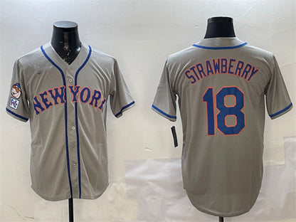 New York Mets #18 Darryl Strawberry Grey 2025 Spring Training Cool Base Stitched Baseball Jersey